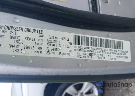 2011 Jeep Compass из США, поврежденный, VIN 1J4NF1FB3BD187629